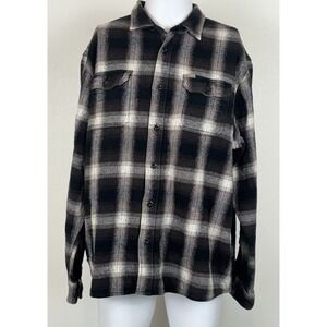 Orvis Shirt Shacket Mens XXL Flannel Plaid Button Up Heavyweight Cozy Outdoor